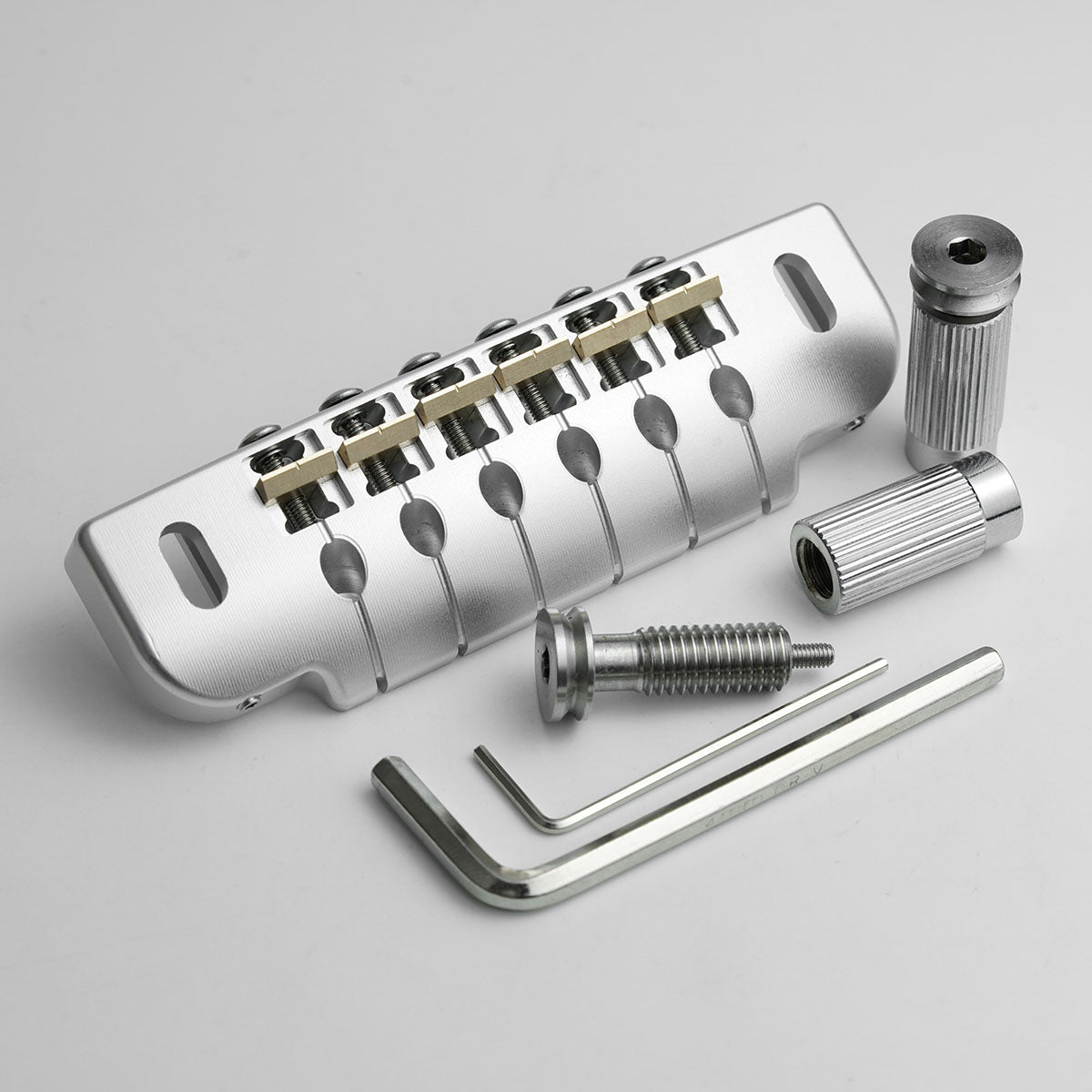 CNC Machined Aluminum Alloy TOM Guitar Bridge With Brass Saddles Guyker