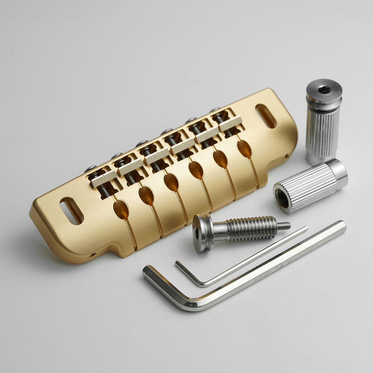 CNC Machined Aluminum Alloy TOM Guitar Bridge With Brass Saddles Guyker