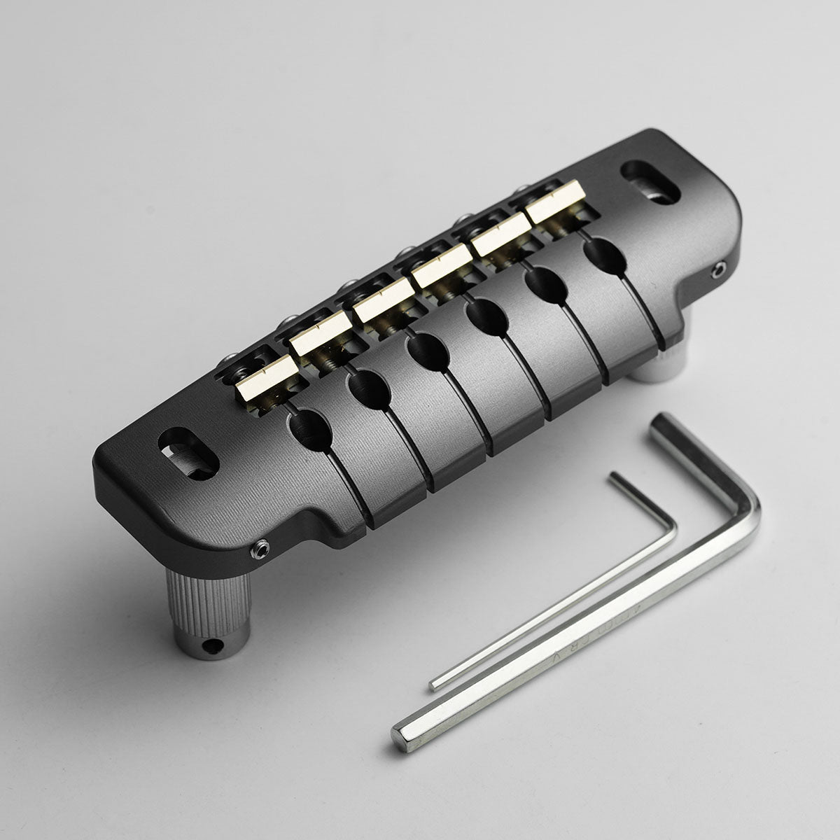 CNC Machined Aluminum Alloy TOM Guitar Bridge With Brass Saddles Guyker