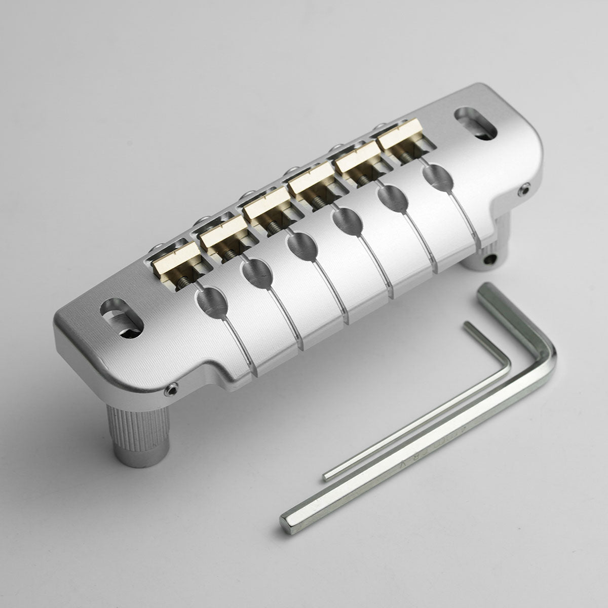 CNC Machined Aluminum Alloy TOM Guitar Bridge With Brass Saddles Guyker