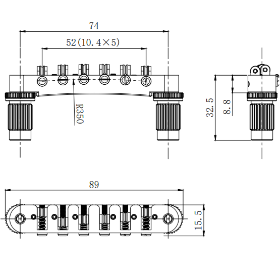 CNC Tune-O-Matic Roller Bridge Brass Saddles Zinc Alloy Body for Electric Guitars Guyker