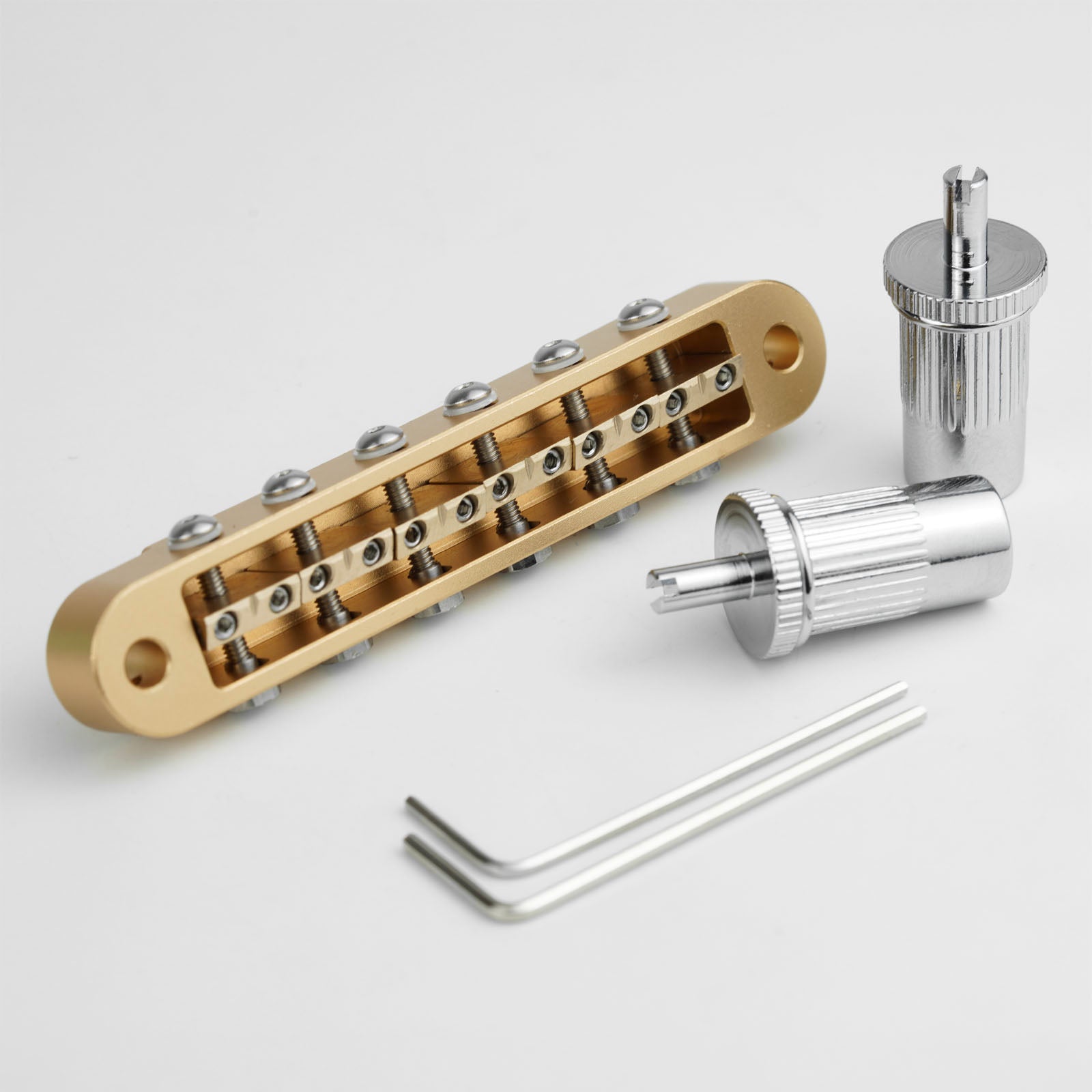 Guyker GMA-009A Adjustable Tune-O-Matic Style Guitar Bridge with Brass Saddles