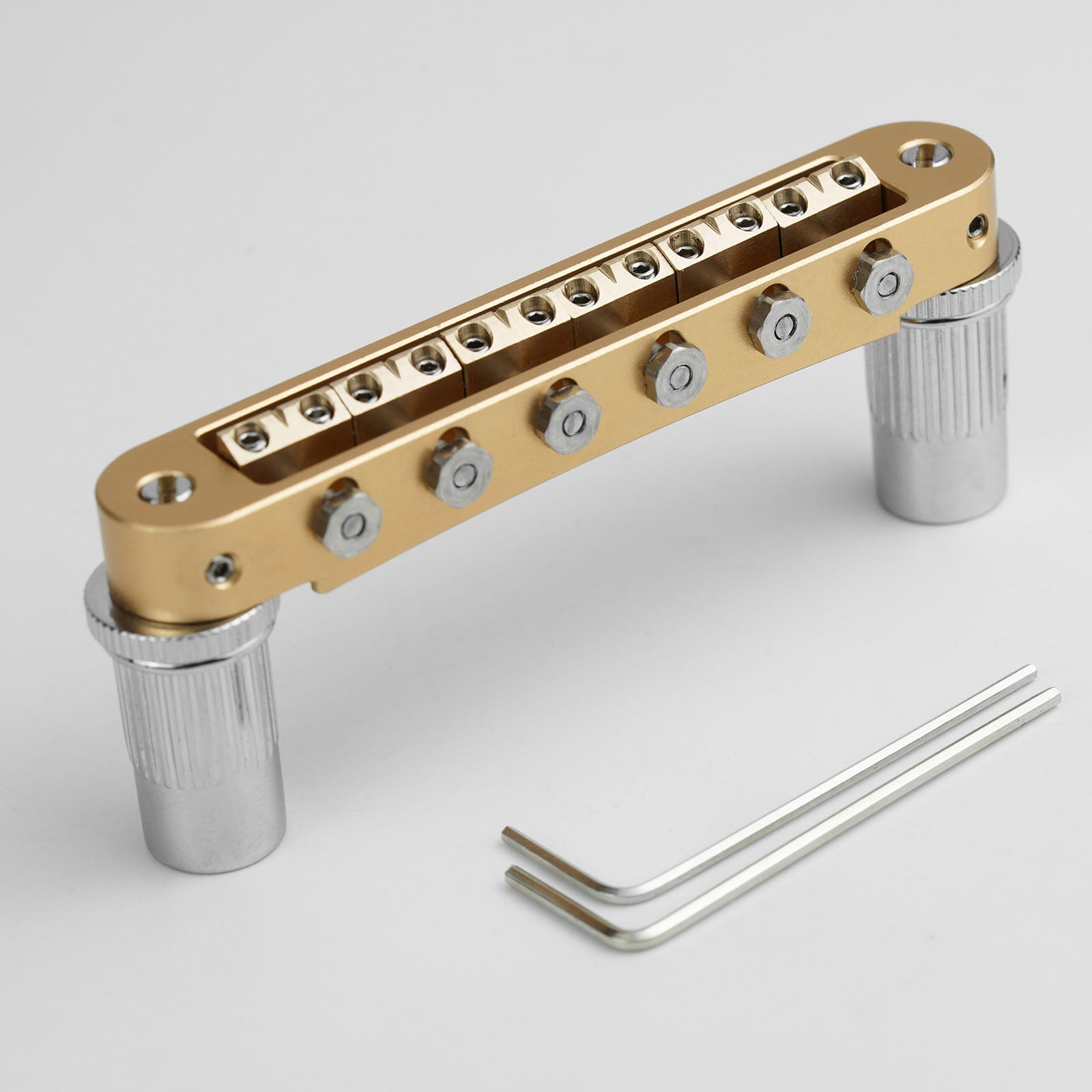 Guyker GMA-009A Adjustable Tune-O-Matic Style Guitar Bridge with Brass Saddles