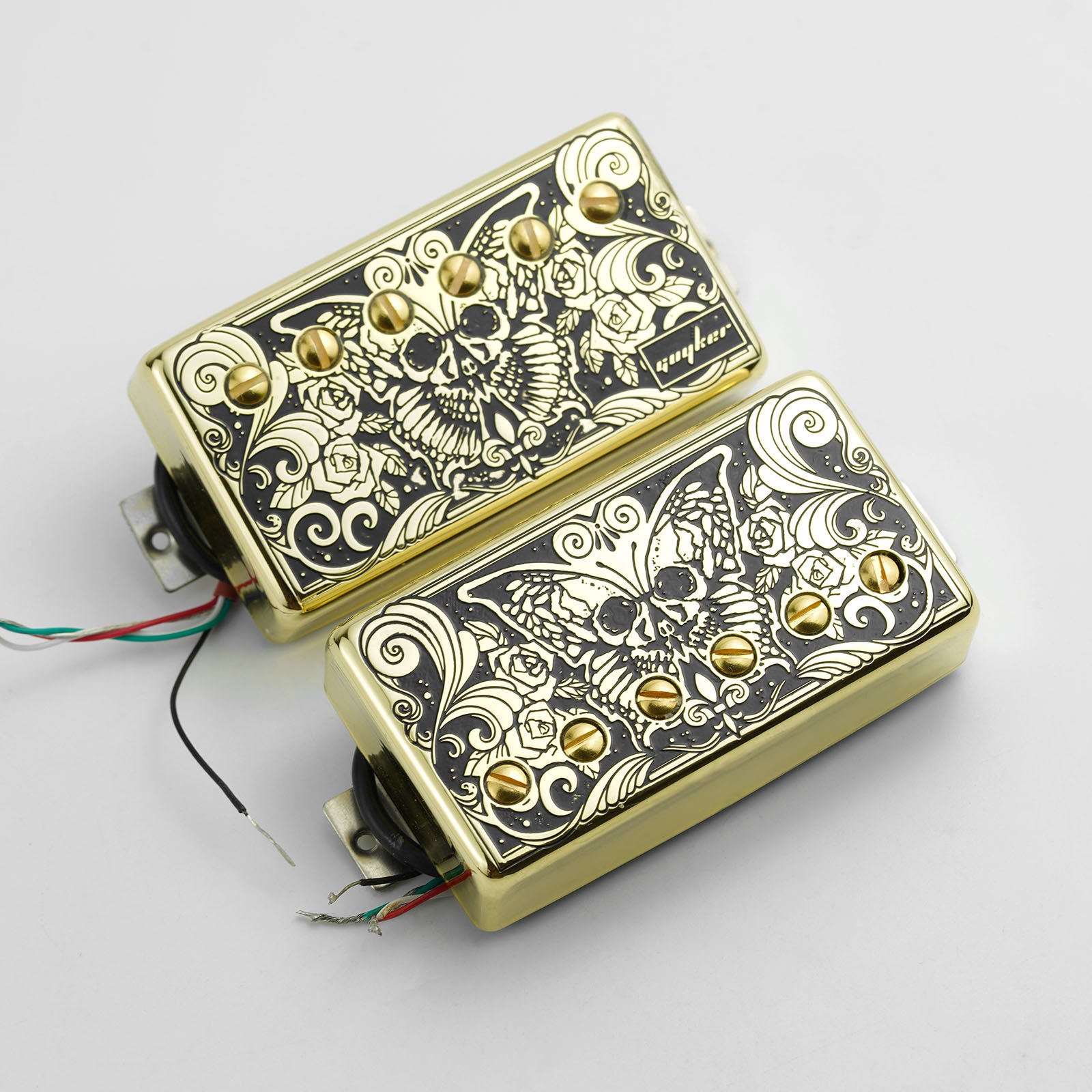 Double-Coil Pickup Set Skull Butterfly Engraved Cover Guyker