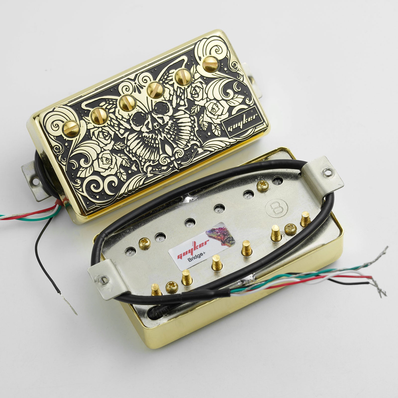 Double-Coil Pickup Set Skull Butterfly Engraved Cover Guyker