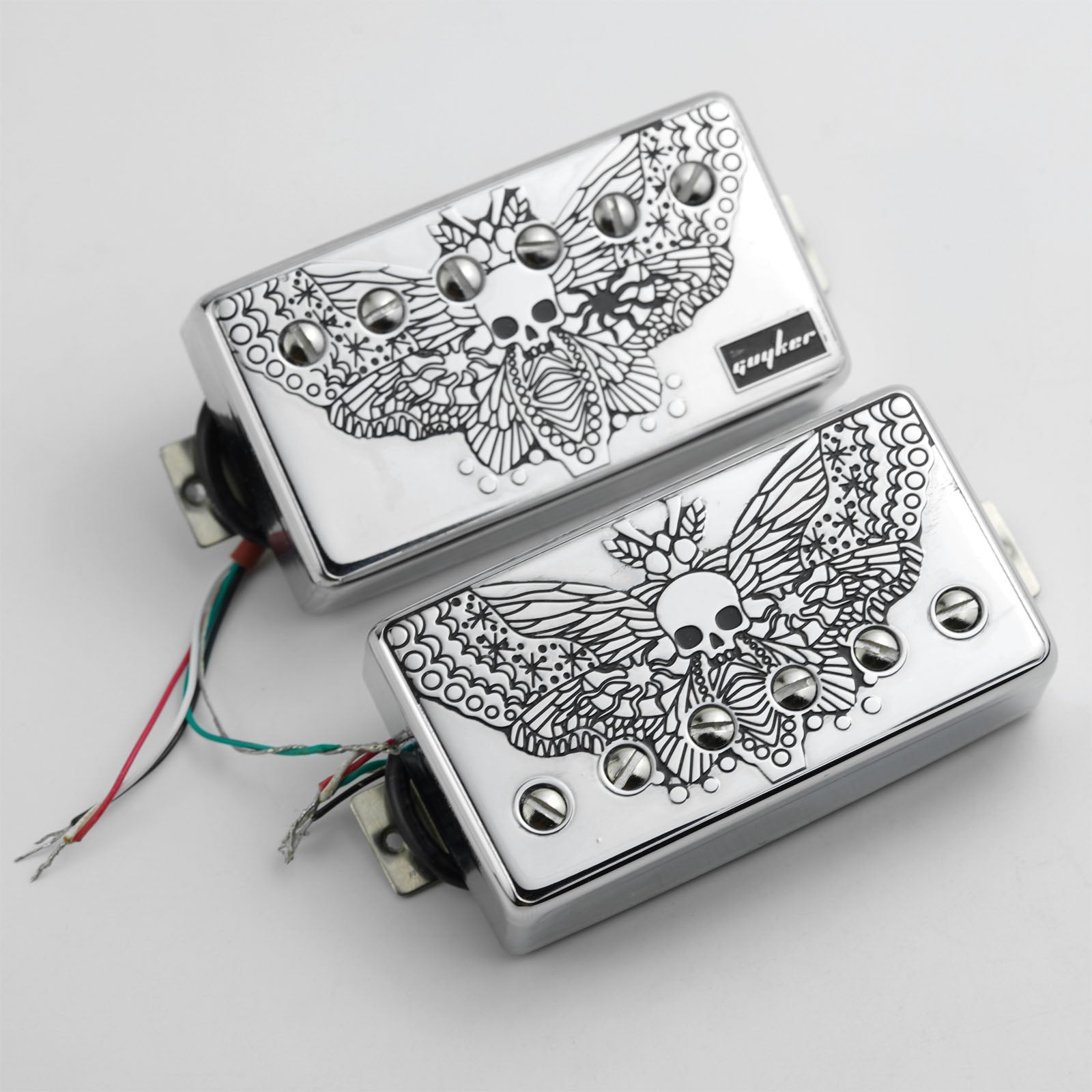 Double-Coil Pickup Set Skull Engraved Cover Guyker