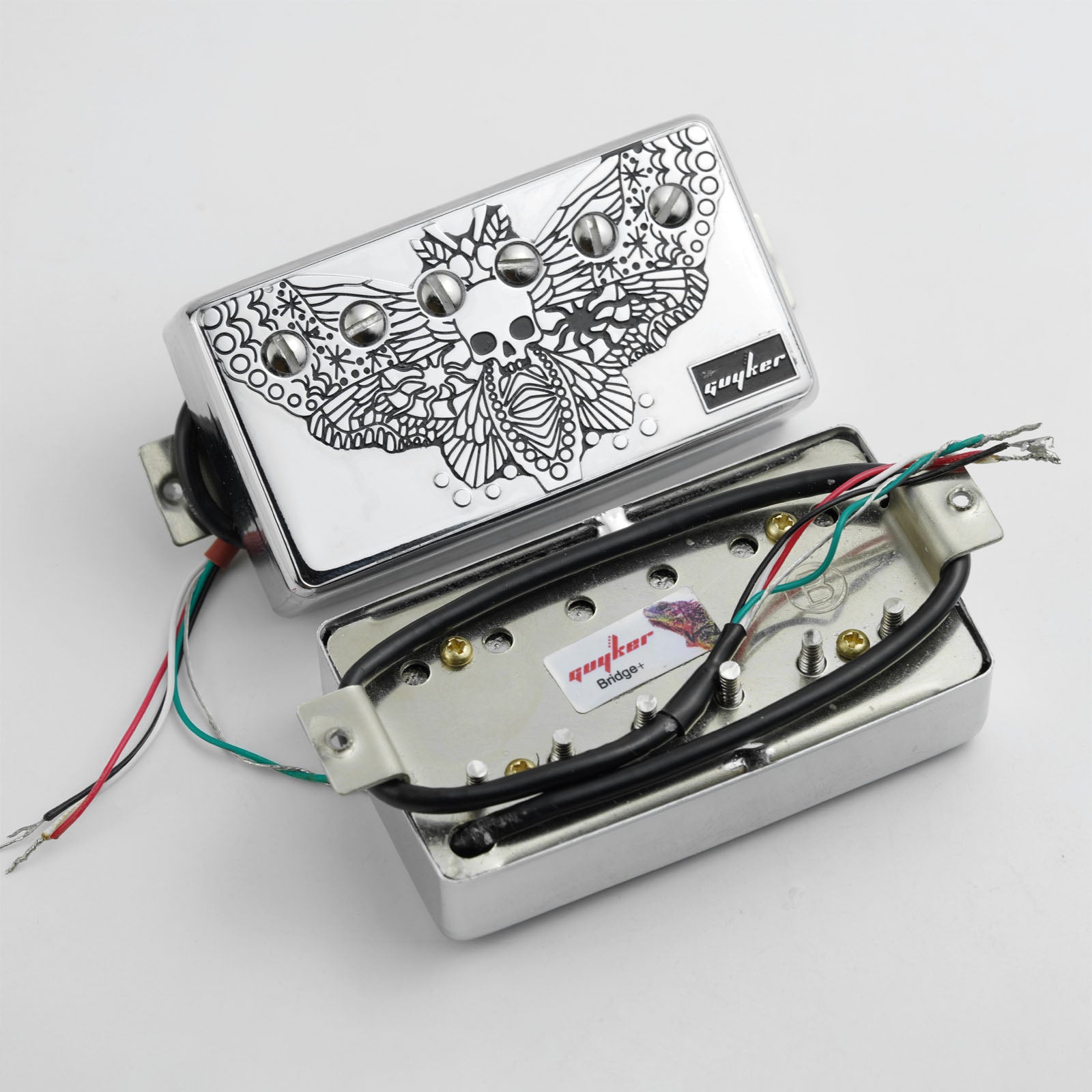 Double-Coil Pickup Set Skull Engraved Cover Guyker