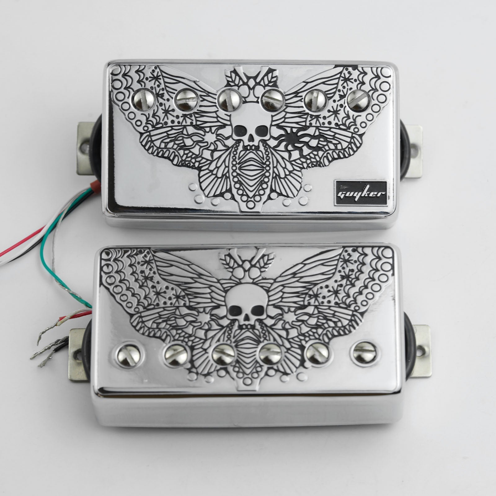 Double-Coil Pickup Set Skull Engraved Cover Guyker
