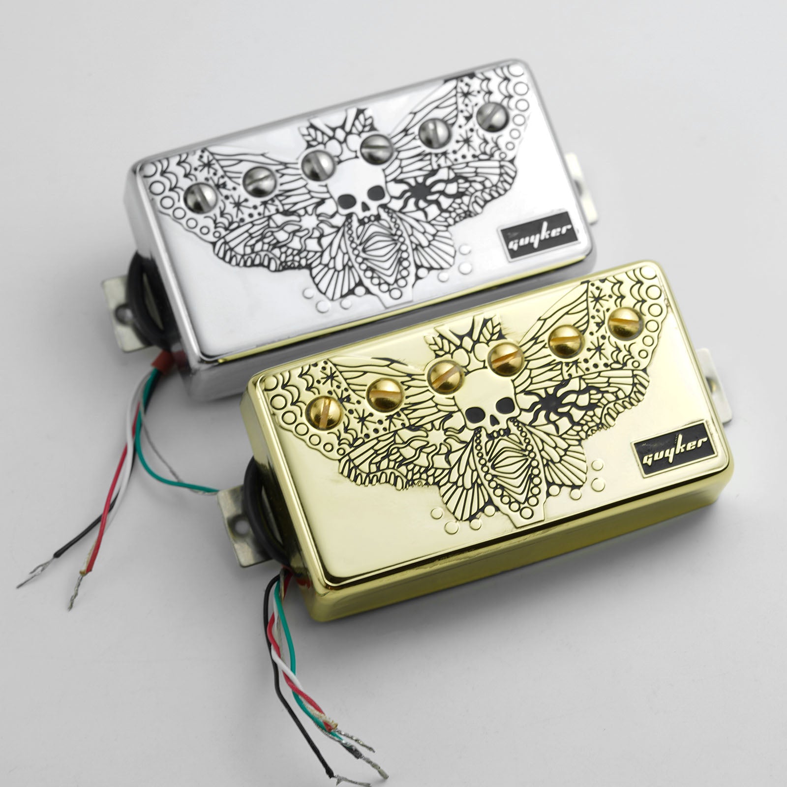 Double-Coil Pickup Set Skull Engraved Cover Guyker