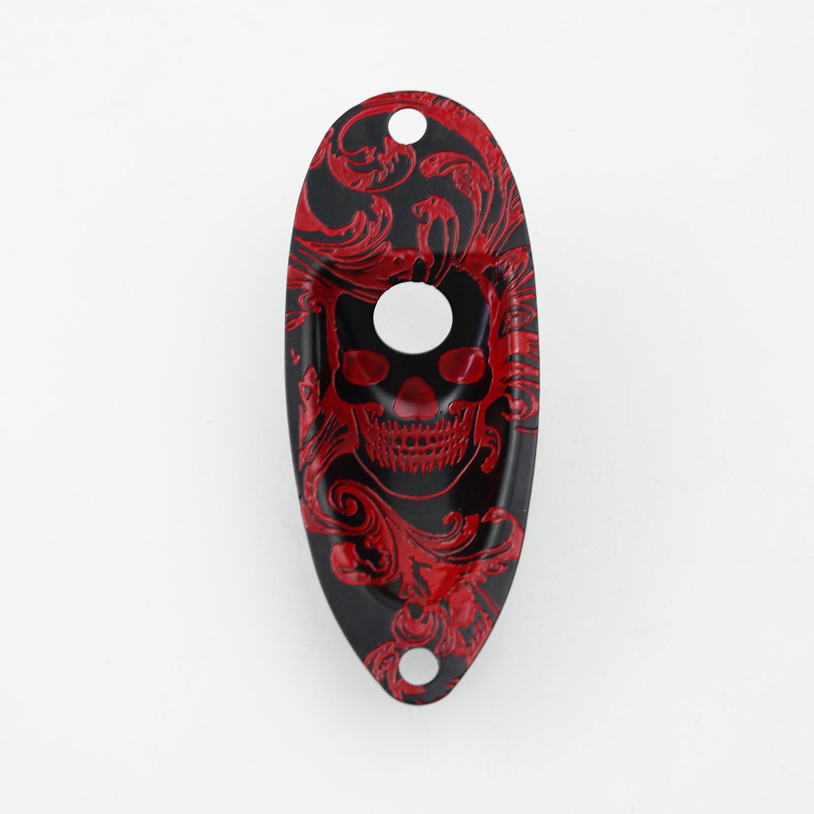 Engraved Skull Design Guitar Output Jack Plate with Electroplated Finish | Guyker