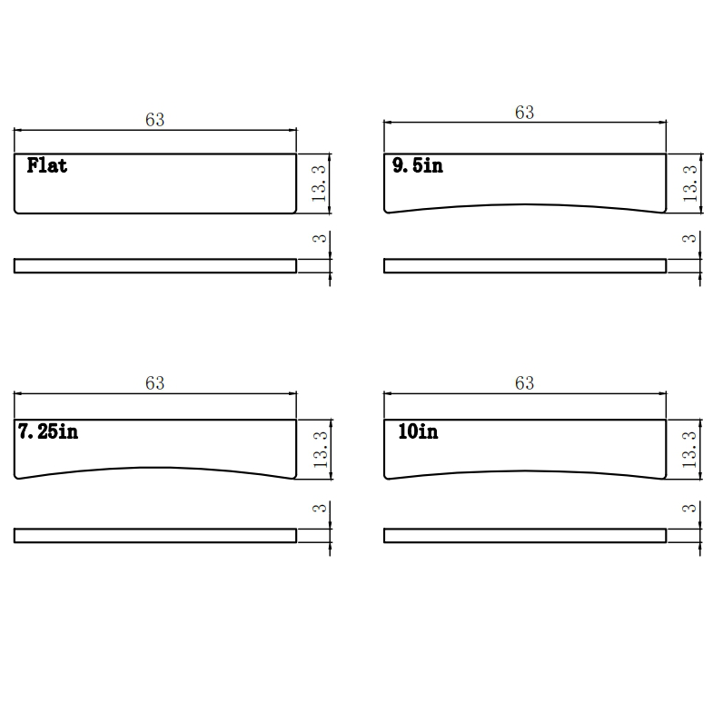 Fret Press Inserts 304 Stainless Steel Fingerboard Radius Inserts Guyker