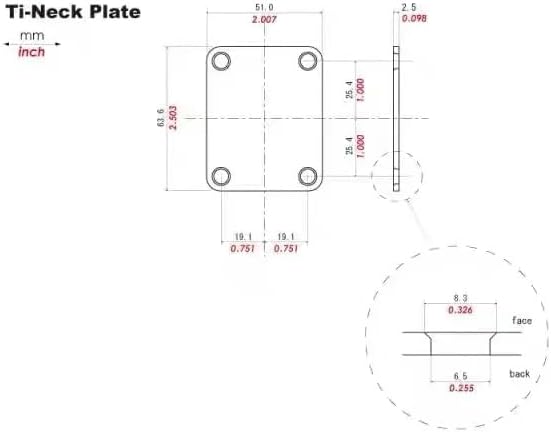 Guyker Titanium Alloy Electric Guitar Bass Neck Plate, Neck Joint Plate, NeckPlate Replacement Part