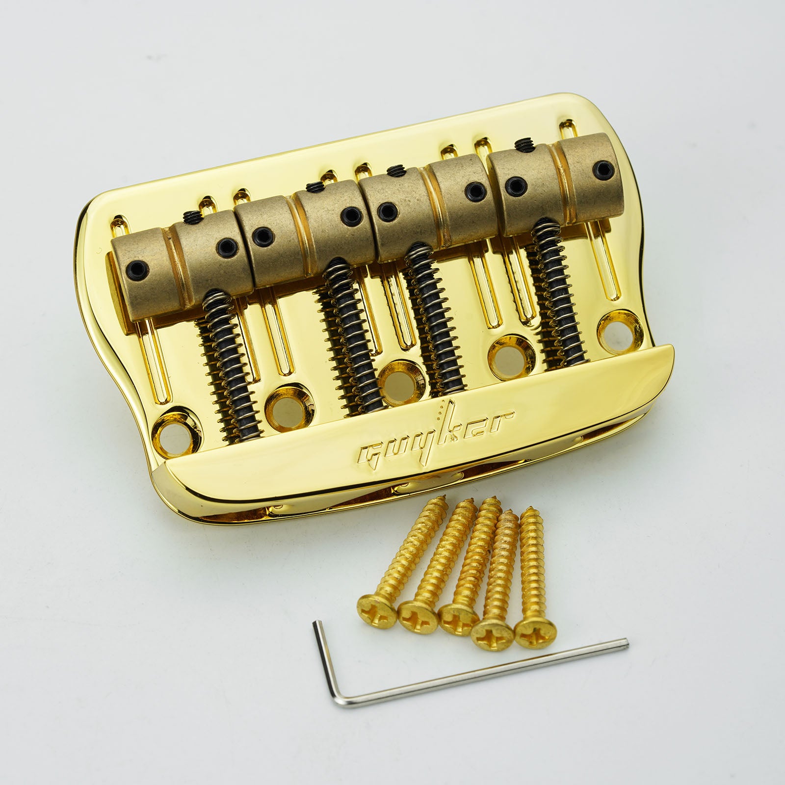 Guyker GB408 Zinc Alloy Fixed Bass Bridge with Solid Brass Saddles 4-String Vintage Style