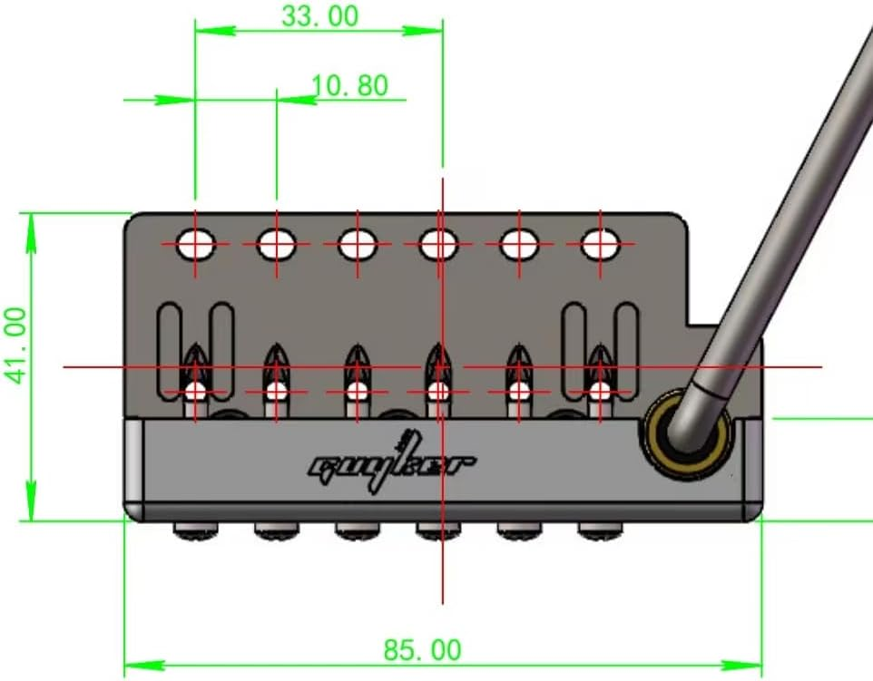 Guyker Guitar Tremolo Bridge String Spacing 10.8MM with Brass Saddle and Brass Block GG1009A