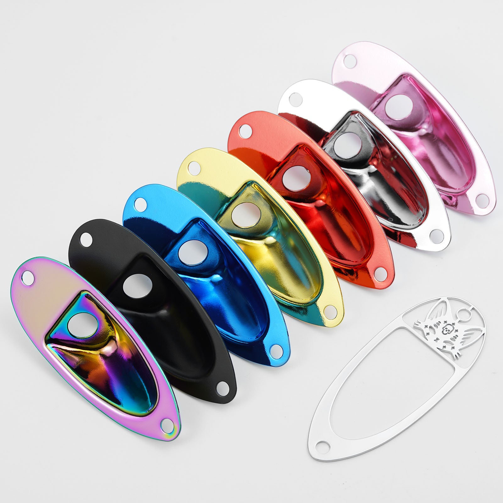 Guyker GJ008 + GJ007 Metal Jack Plate Oval Boat Style for Electric Guitar & Bass
