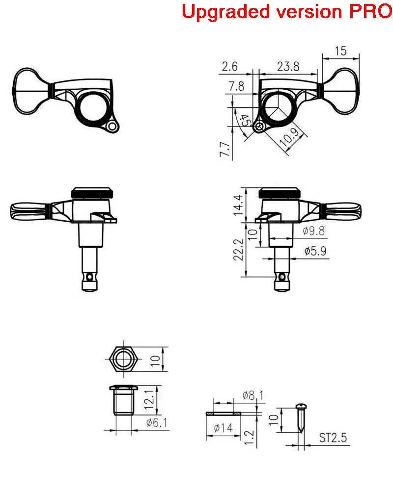 Locking Tuning Pegs for Electric Guitar