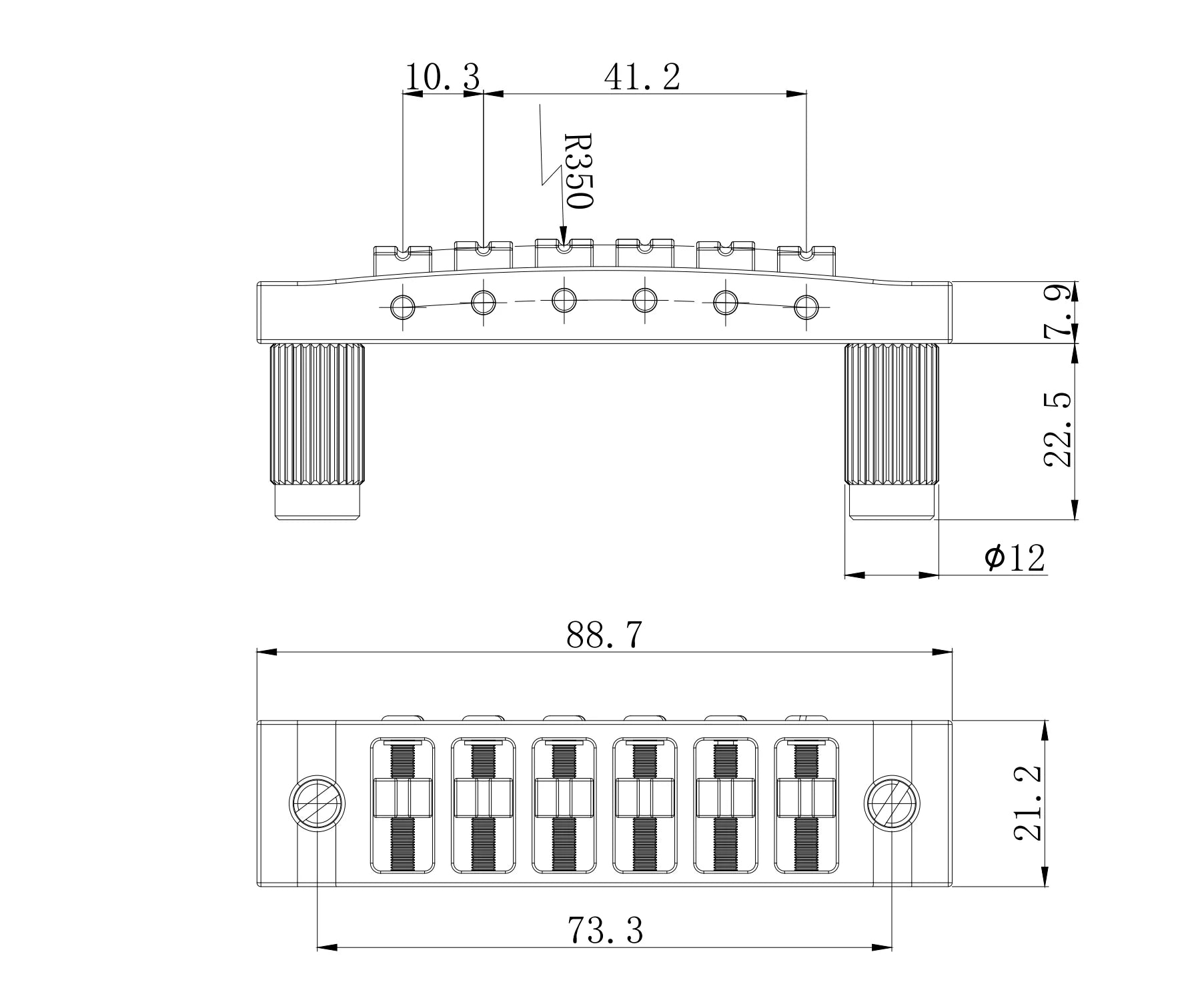 Guyker GMA013 CNC Aluminum Tune-O-Matic Bridge for LP/SG Guitars