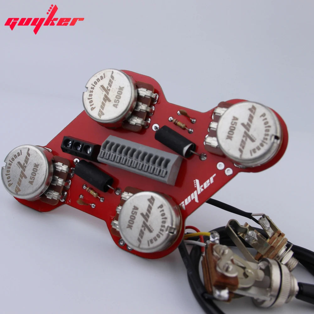 GUYKER A500K Potentiometer Circuit Board Connection Switch Jack PREAMP For Guitar Accessories