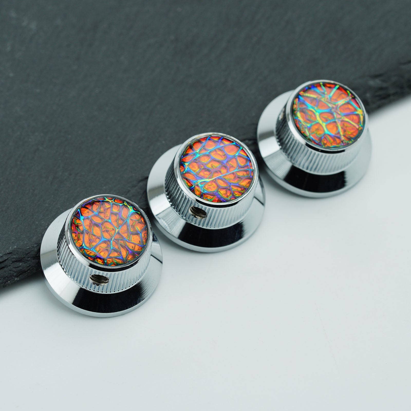 Gold Foil Starburst Aluminum Control Knobs Dia. 6.3mm for Electric Guitar & Bass | Guyker