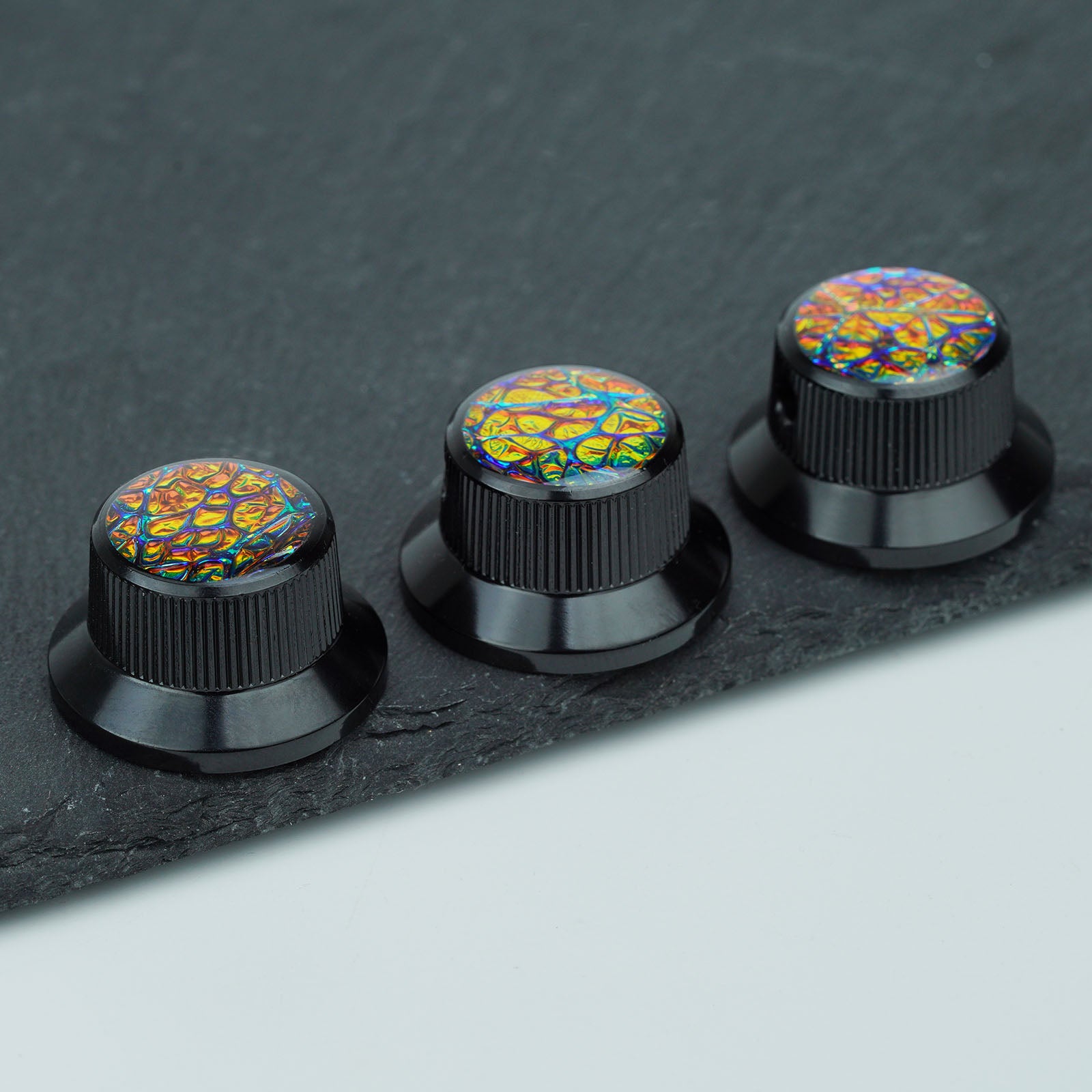 Gold Foil Starburst Aluminum Control Knobs Dia. 6.3mm for Electric Guitar & Bass | Guyker