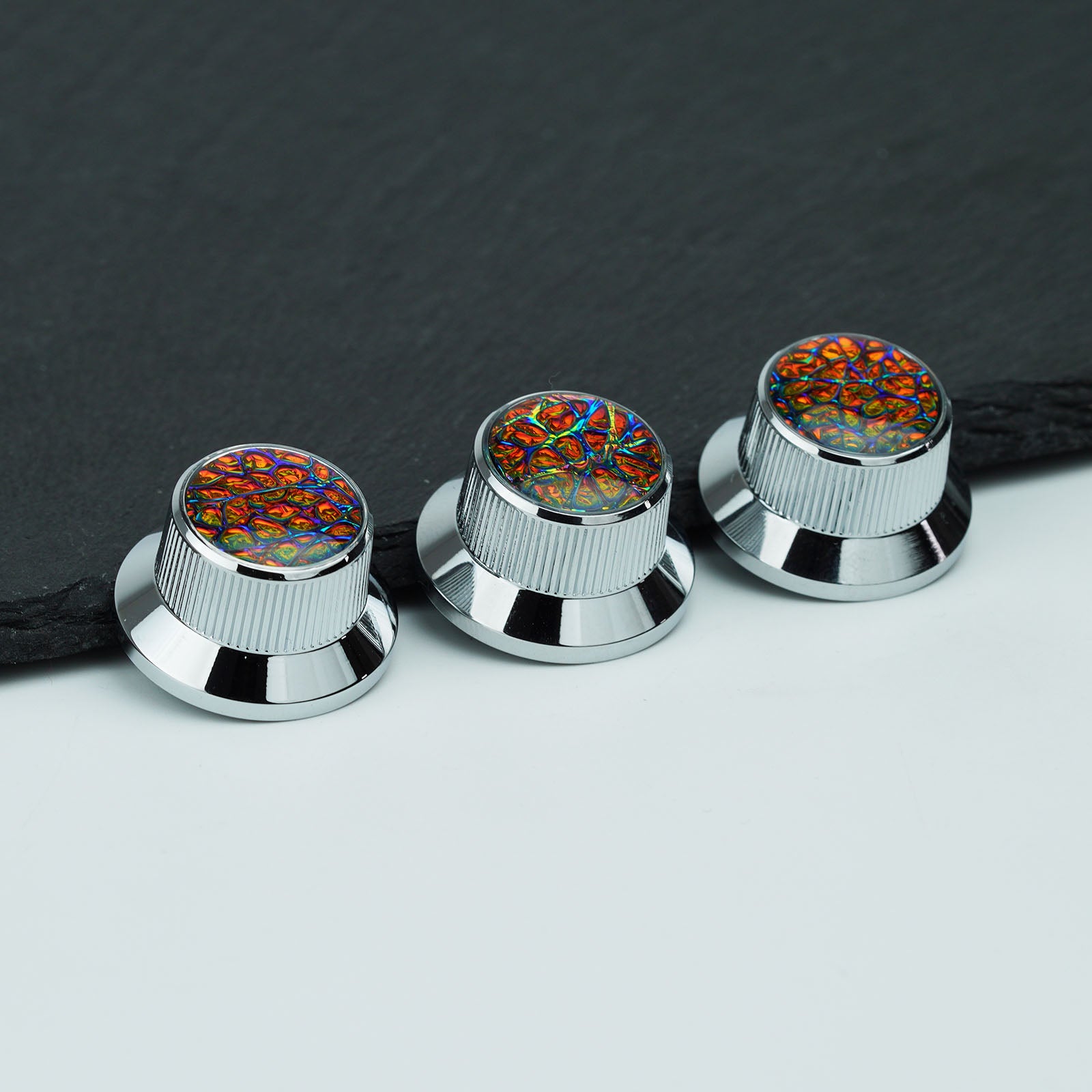 Gold Foil Starburst Aluminum Control Knobs Dia. 6.3mm for Electric Guitar & Bass | Guyker