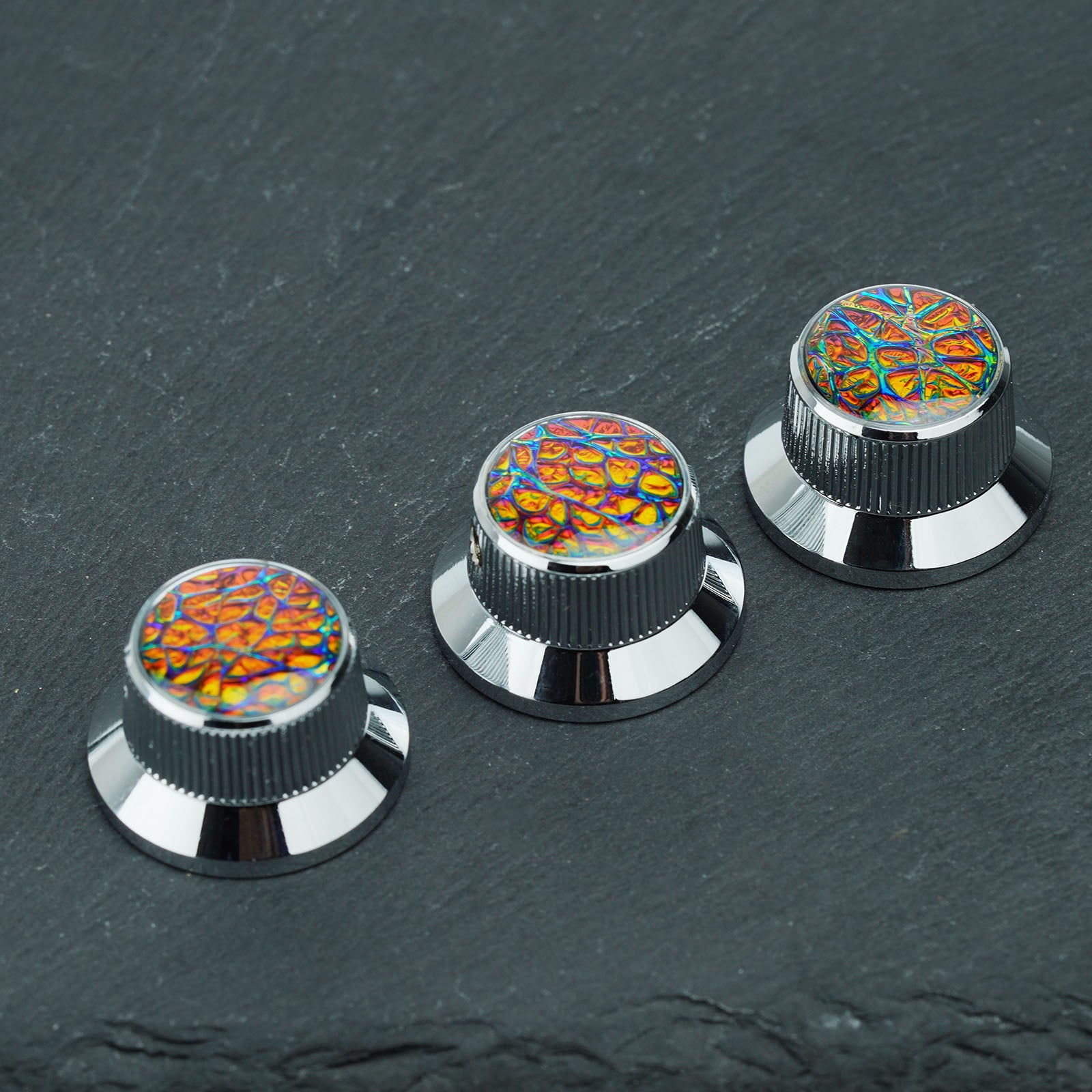 Gold Foil Starburst Aluminum Control Knobs Dia. 6.3mm for Electric Guitar & Bass | Guyker