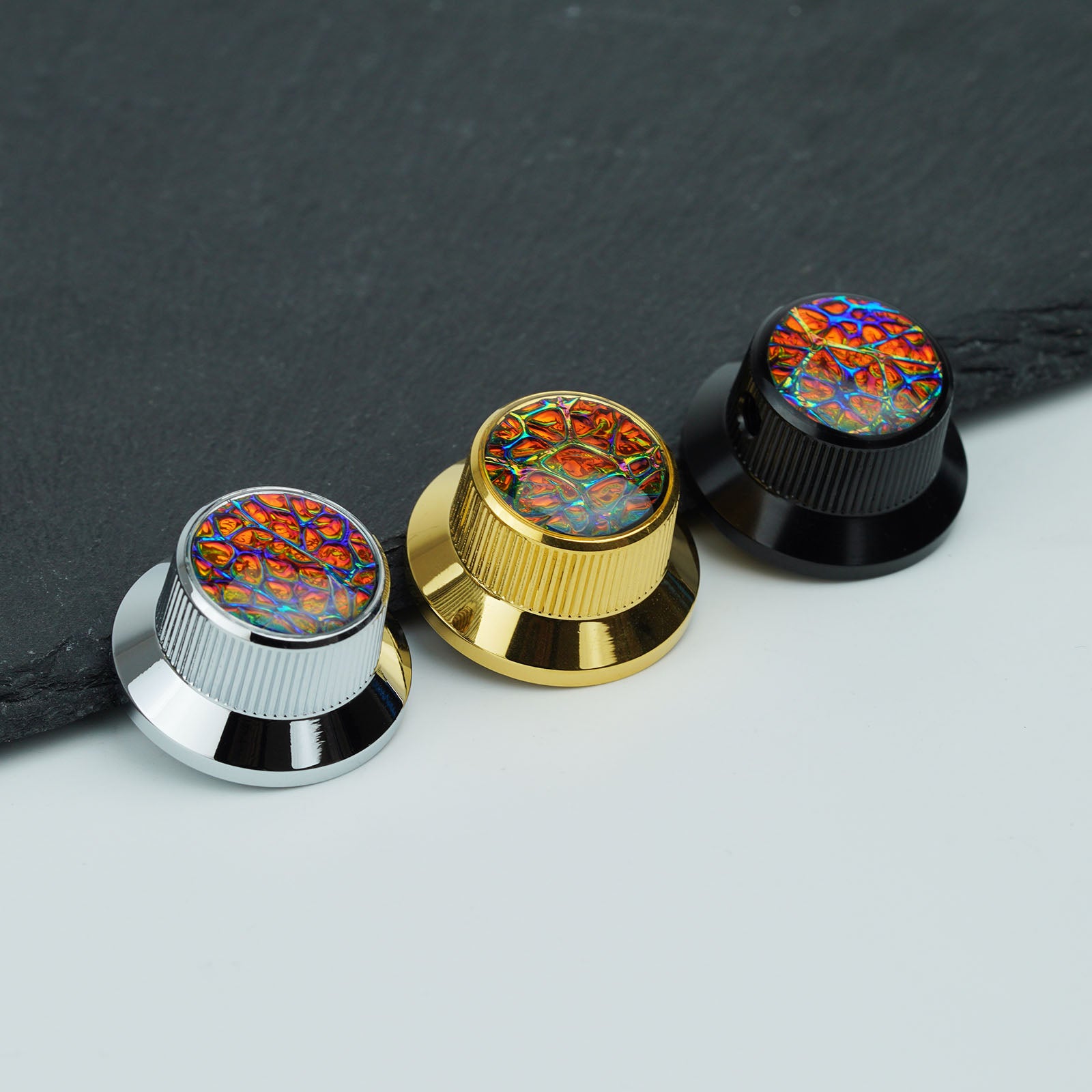 Gold Foil Starburst Aluminum Control Knobs Dia. 6.3mm for Electric Guitar & Bass | Guyker