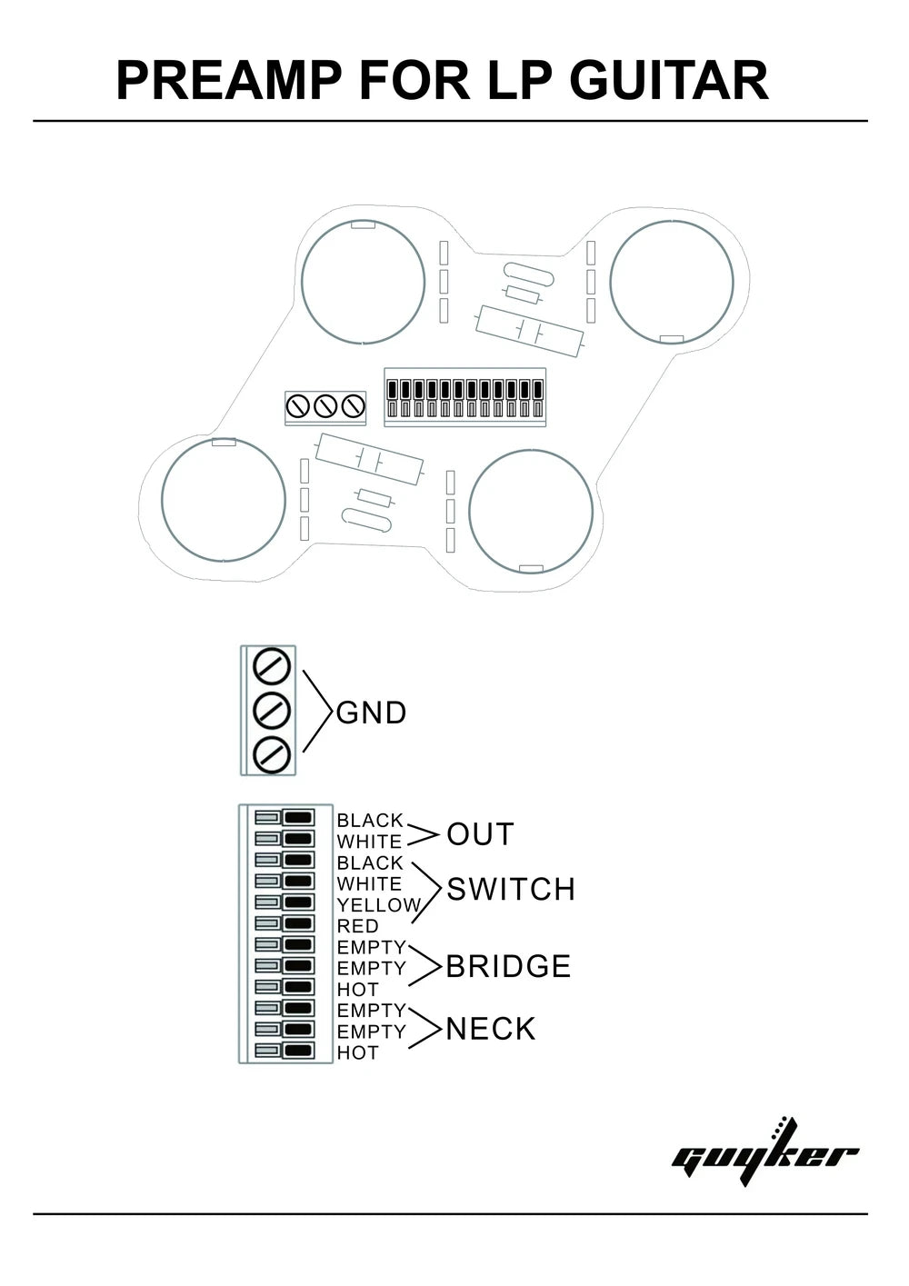 Guitar Preamp Circuit Board with Pots and Switch Jack A500K | Guyker