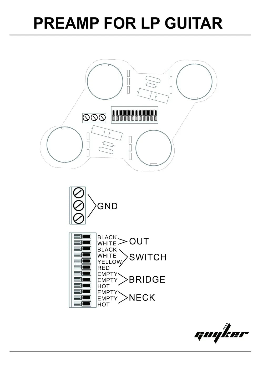 Guitar Preamp Circuit Board with Pots and Switch Jack A500K | Guyker
