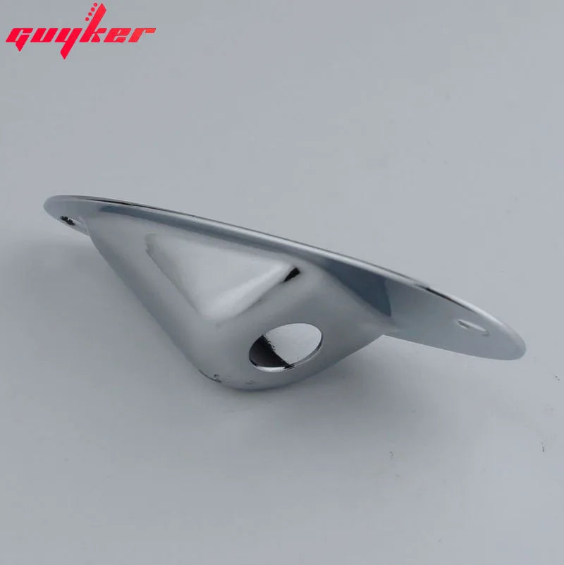 Guyker 1 Piece Oval Curved Metal Jack Plate Jackplate Chrome/ Smoke Gray for Electric Guitar Bass