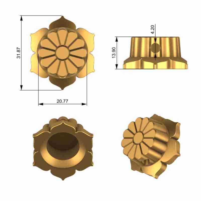 Guyker NKB-006 Potentiometer Knob Flower Style Set Gold Bronze Diameter 6MM