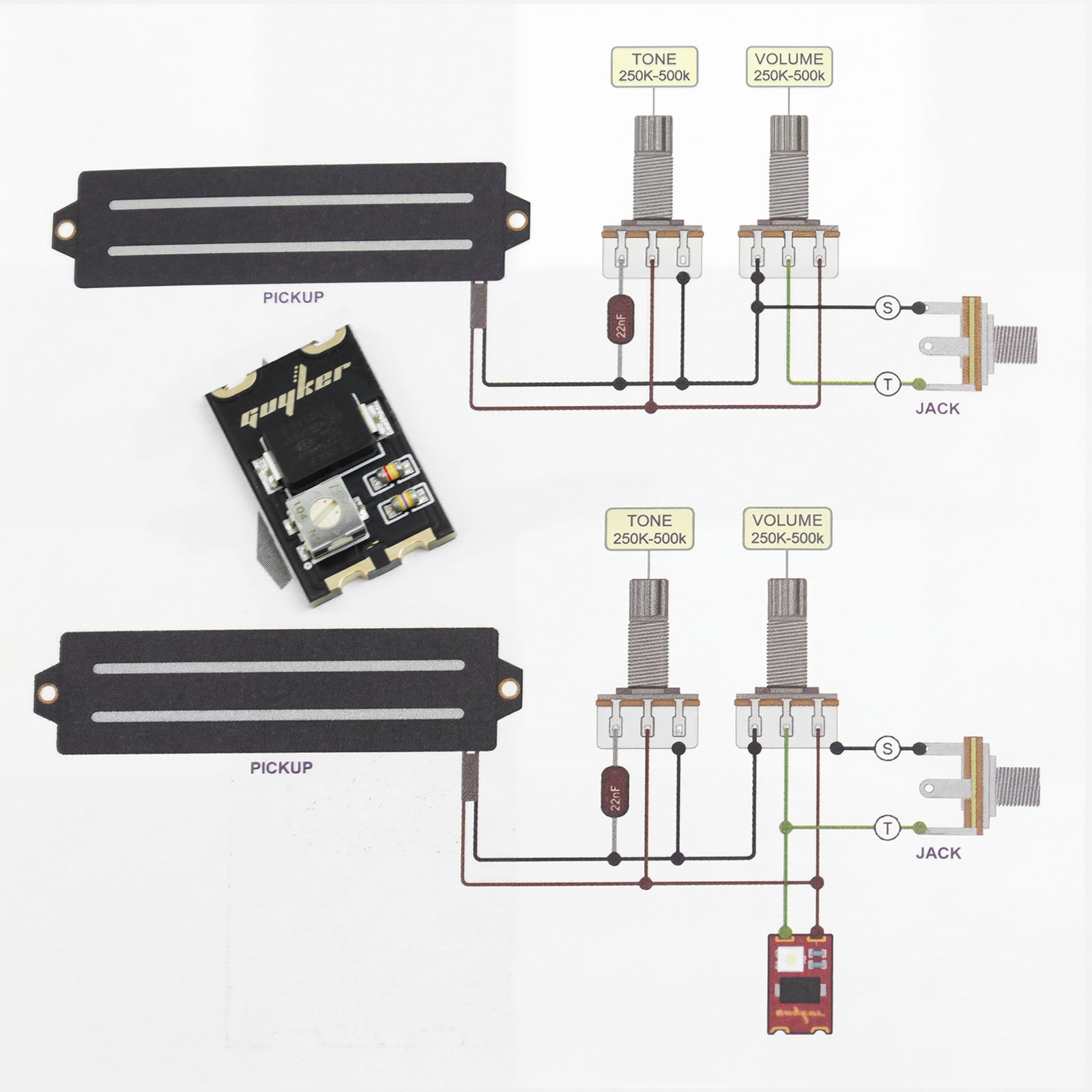 Guyker Adjustable Treble Bleed High-Pass Filter Module for Electric Guitar Volume Pot