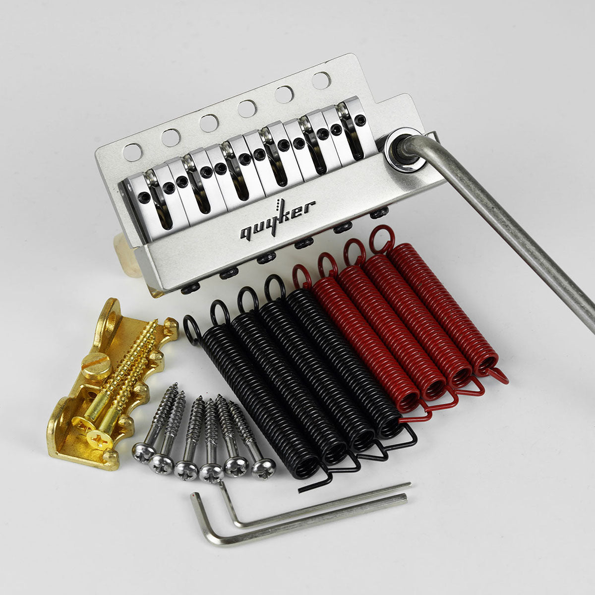 GG1009A-T Puente de trémolo de guitarra de 2 puntos sin cierre con silla de bronce y bloque de bronce para Fender Strat