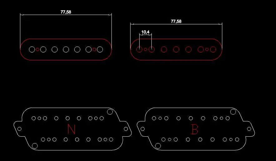 Guyker Headless Fanned Fret Guitar Pickup 6/7/8 String
