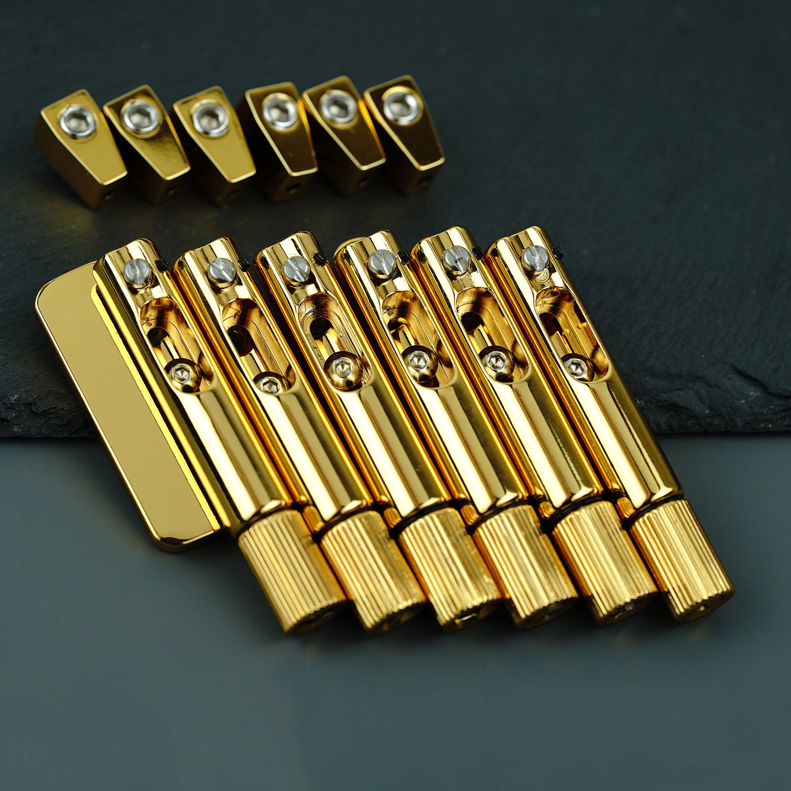 Guyker Headless Guitar Bridge Brass Single Fixed for Fanned Frets BG3005