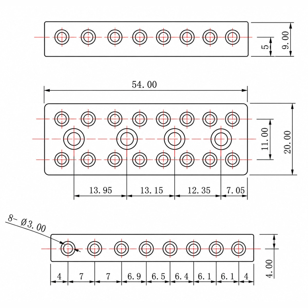 BG3004 Set di Blocco Corde Ponte Chitarra Headless a 6 Corde