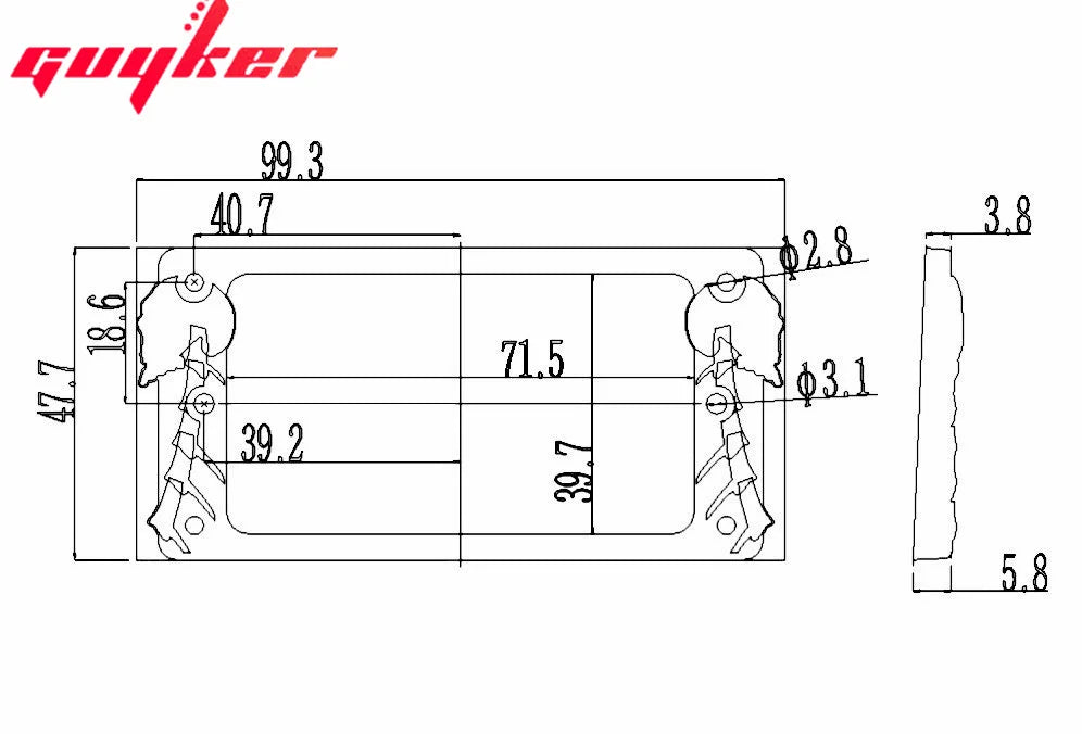 Humbucker Pickup Ring Metal Frame for Flat Top Guitars | Guyker