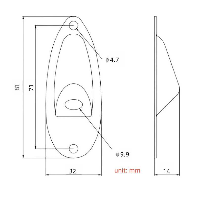 Iron Oval Boat-Style Input Jack Plate & Cover Set for Electric Guitar & Bass | Guyker
