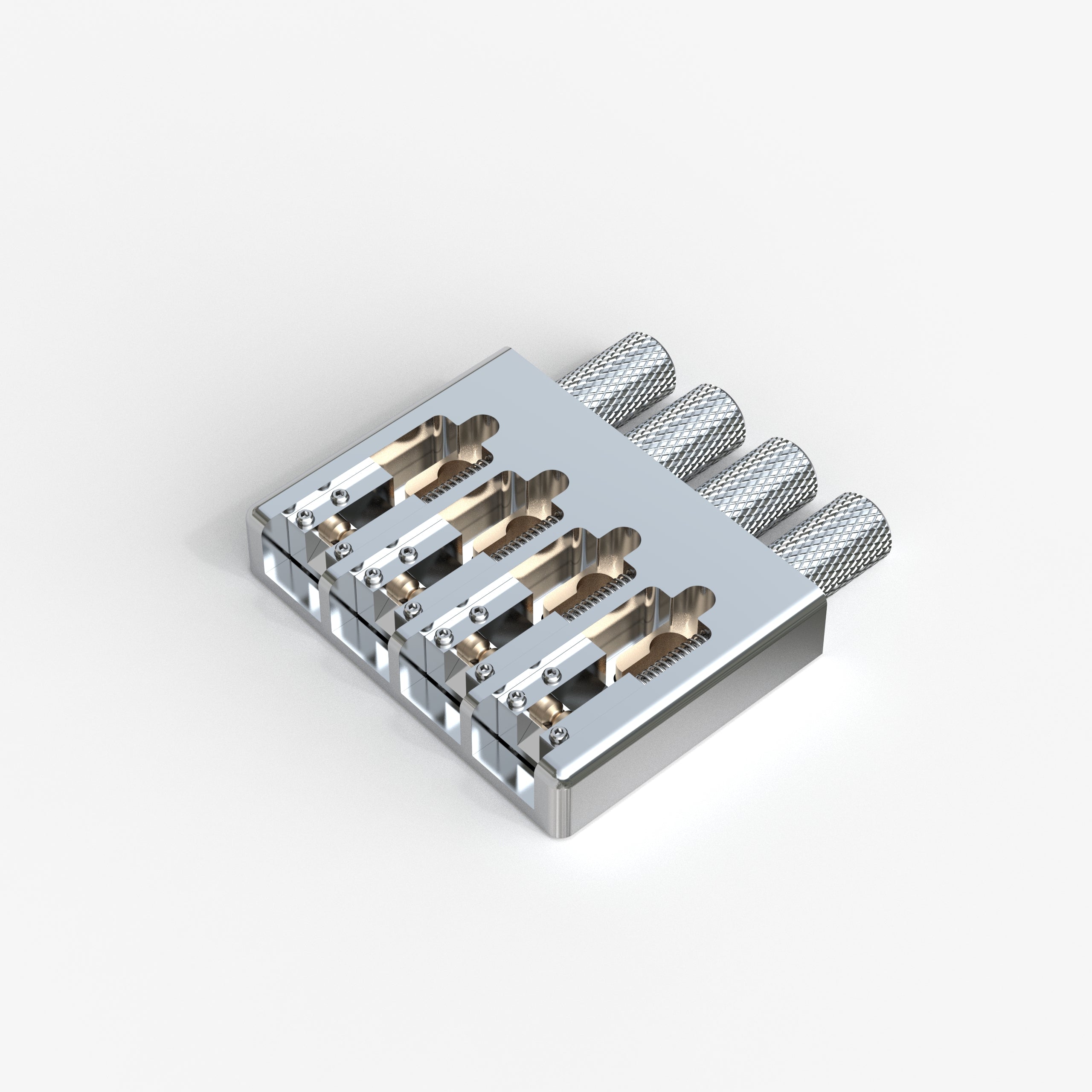 Lightweight CNC Aluminum Alloy Headless Bass Bridge with Brass Saddles Guyker