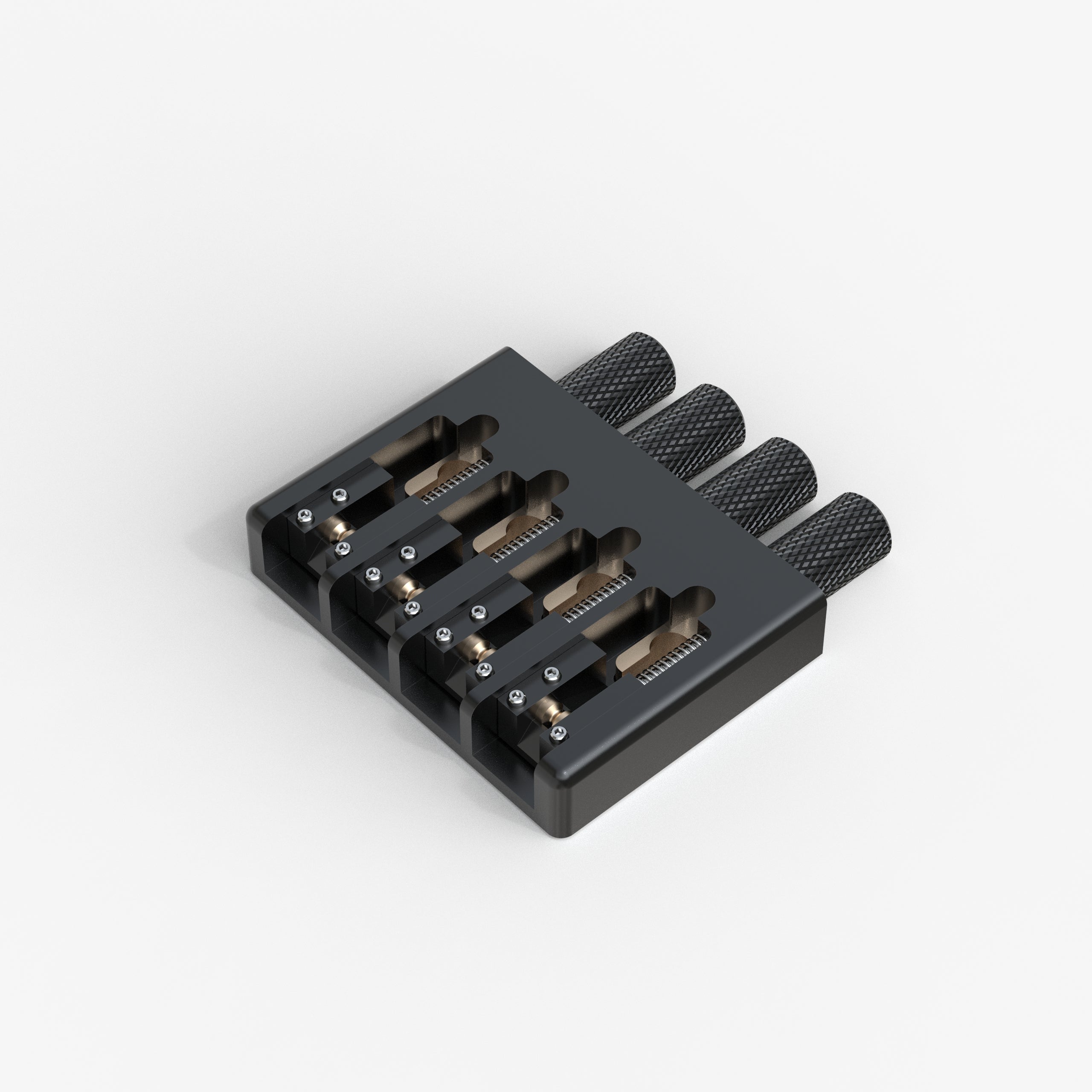 Lightweight CNC Aluminum Alloy Headless Bass Bridge with Brass Saddles Guyker