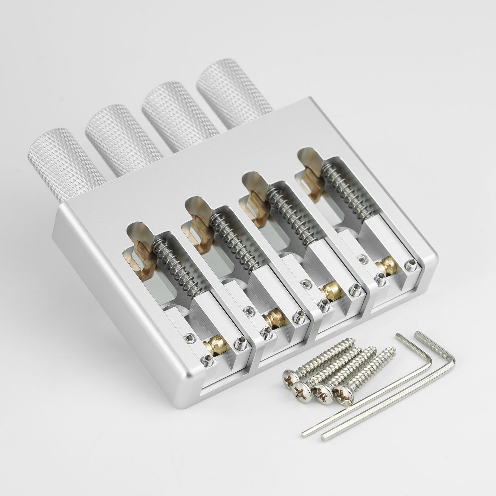 Lightweight CNC Aluminum Alloy Headless Bass Bridge with Brass Saddles Guyker