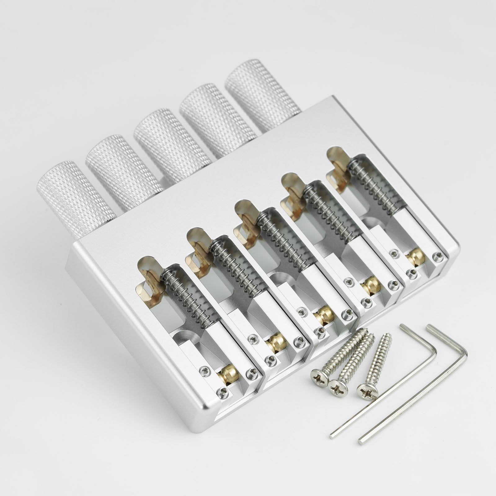 Lightweight CNC Aluminum Alloy Headless Bass Bridge with Brass Saddles Guyker