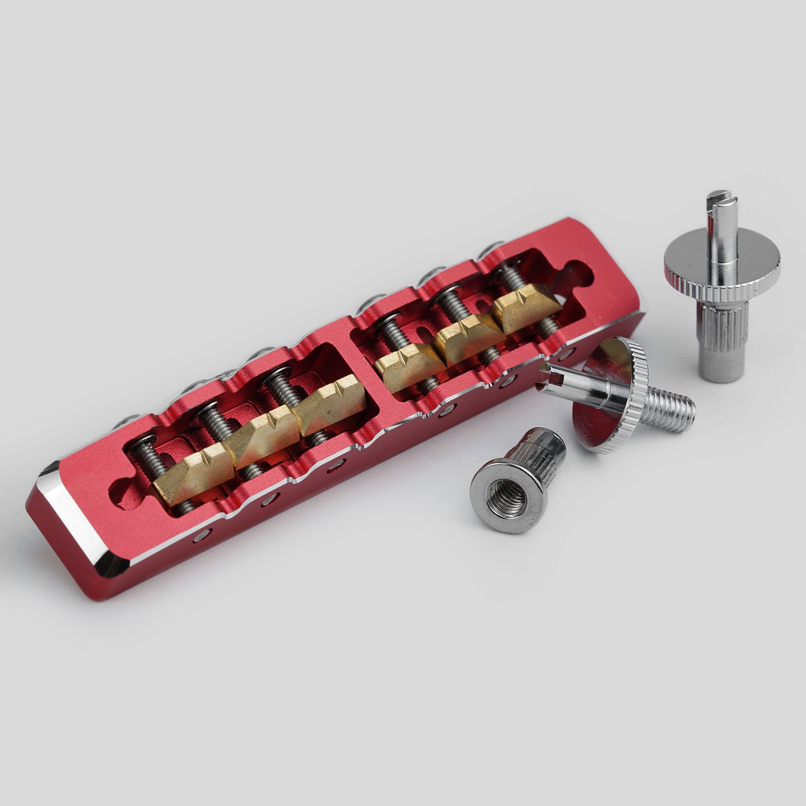 Lightweight CNC Machined Aluminum Guitar Bridge with Brass Saddles Guyker