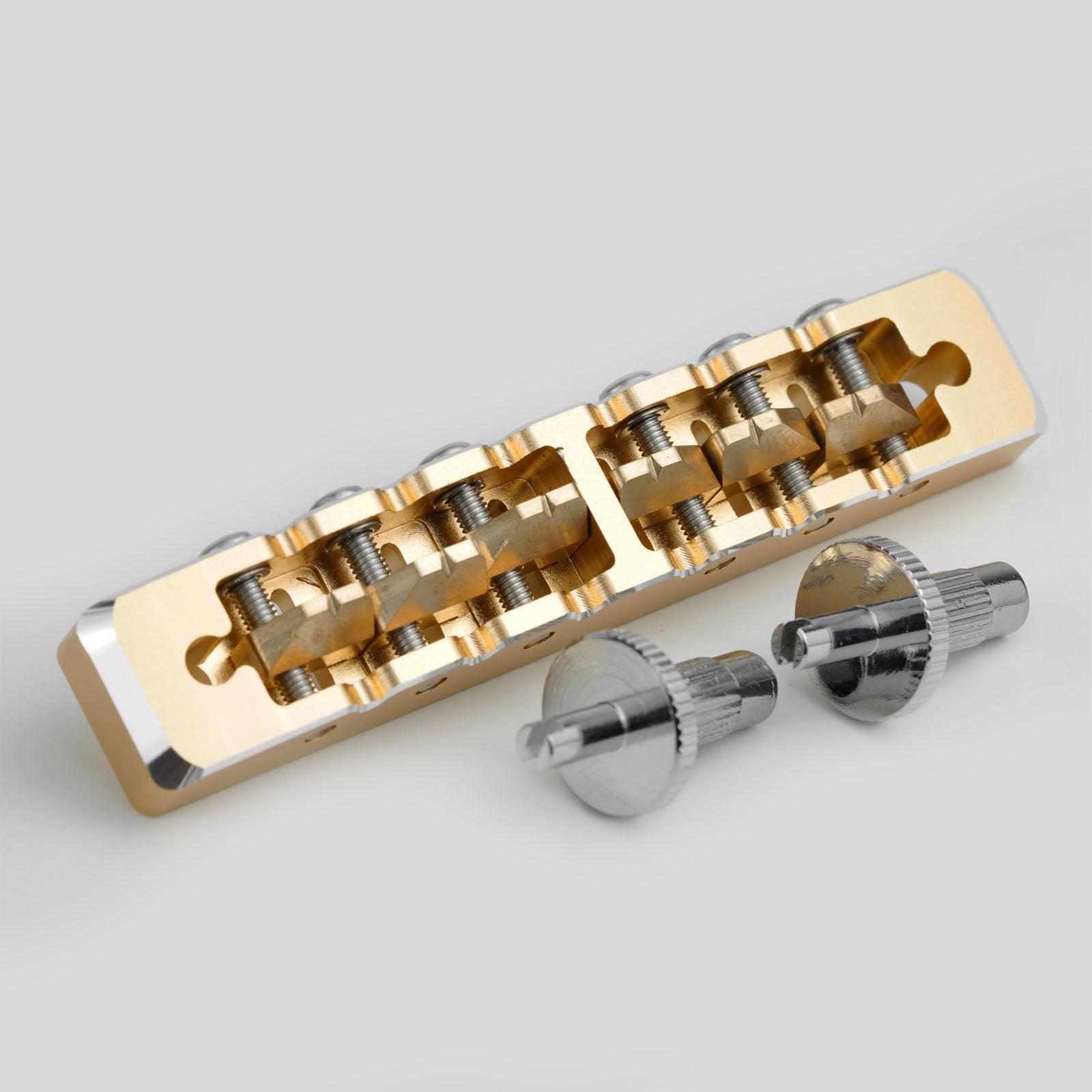 Lightweight CNC Machined Aluminum Guitar Bridge with Brass Saddles Guyker