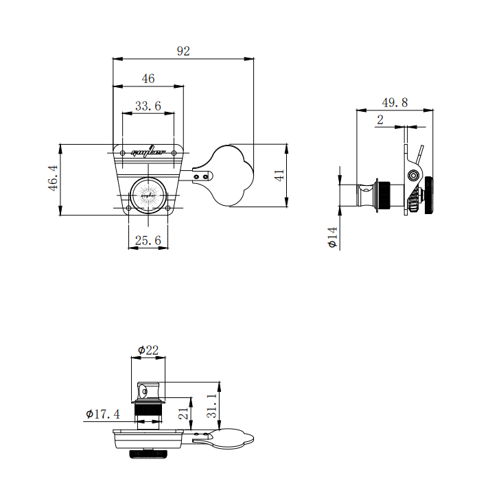 Locking CNC Machined Bass Tuner Aluminum Alloy Housing Guyker