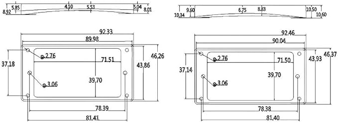 2PCs Anneaux de Montage Pickup Pour Covers de Humbucker Métal pour Chevalet et Manche avec Cadre Courbé Set Pour Guitare Électrique LP