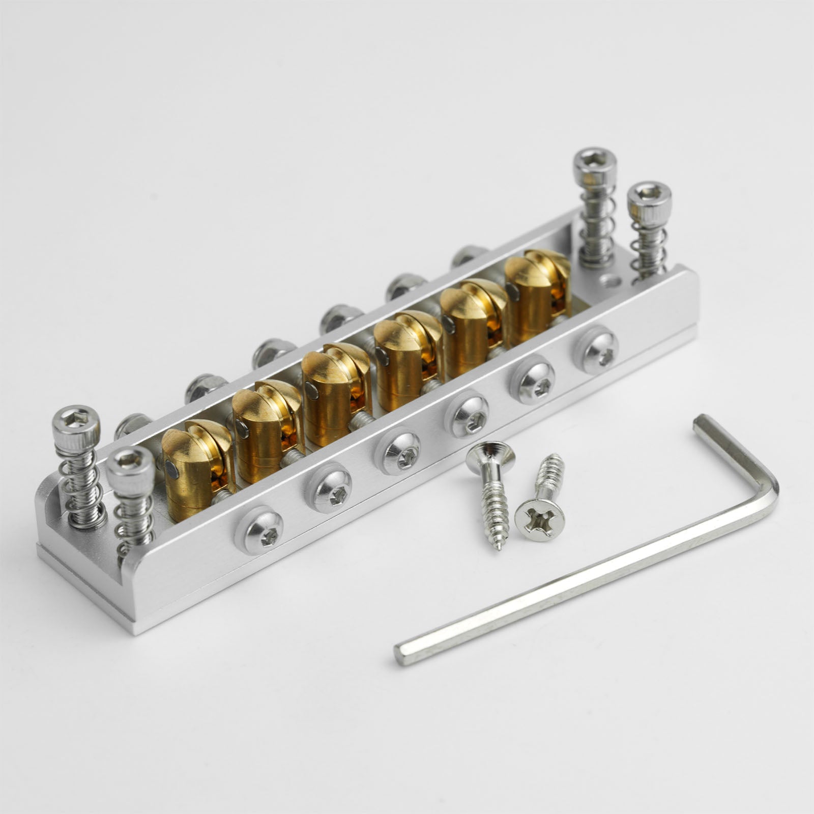 Roller Saddle Hardtail Bridge for 6 & 12-String Guitars – Rickenbacker Style, Dual-String Spacing Guyker