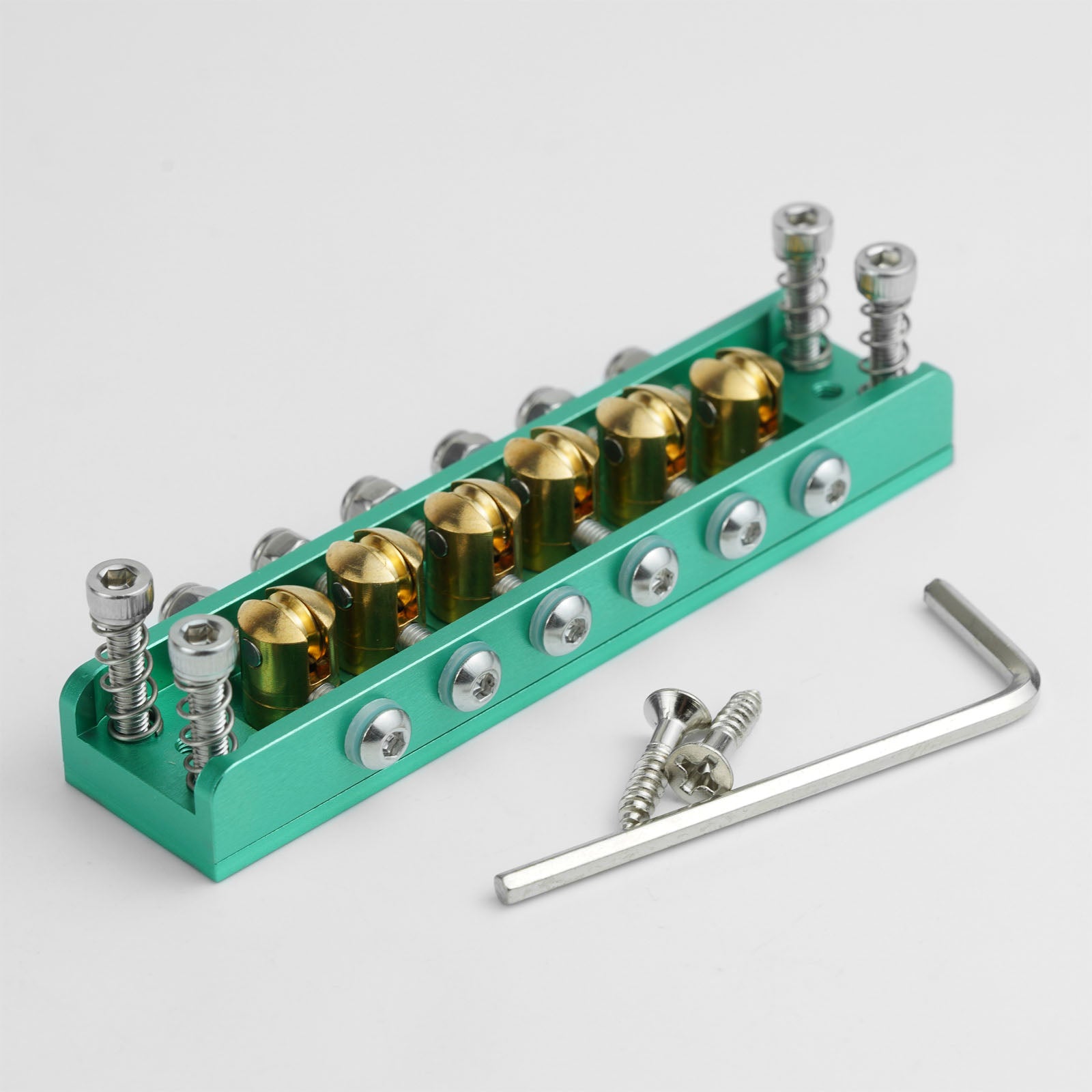 Roller Saddle Hardtail Bridge for 6 & 12-String Guitars – Rickenbacker Style, Dual-String Spacing Guyker