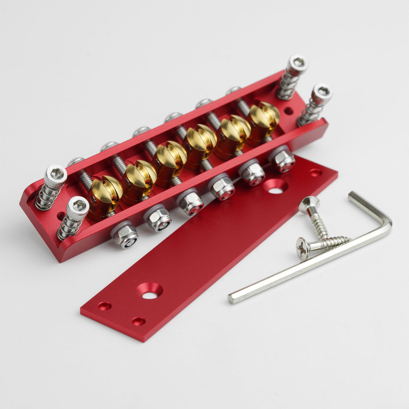 Roller Saddle Hardtail Bridge for 6 & 12-String Guitars – Rickenbacker Style, Dual-String Spacing Guyker