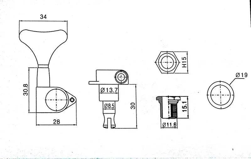Sealed Bass Tuning Machines 2R+2L Gear Ratio Guyker